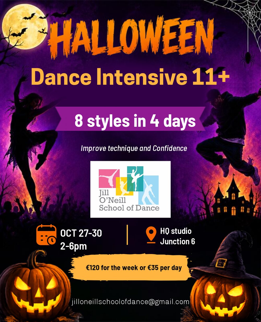 Halloween Dance Intensive for ages 11 and up, 8 styles in 4 days, October 27th to 30th, 2-6pm